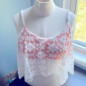 Bongo | Y2K Lace Crop Top Boho Festival Tank size Small